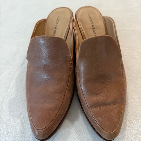 Lucky Brand Women's Margrete Leather Flats Mules Beige Size 10 - Picture 1 of 7